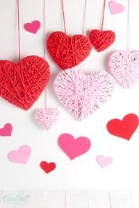 Yarn wrapped hearts